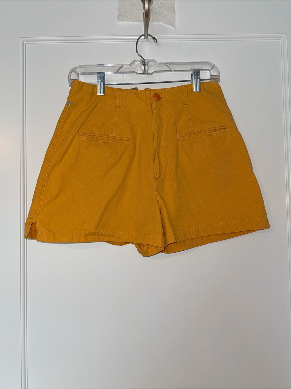 Women's Vintage New Man Golden Yellow High-Rise Shorts